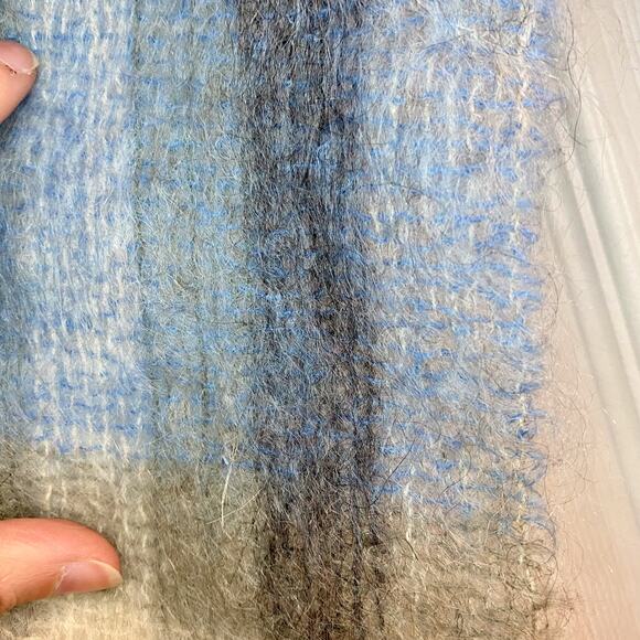 Samuel Tweed & Co Vintage Royal Scot Mohair Blue Knit Wool Scarf Unisex One Size - Picture 7 of 16